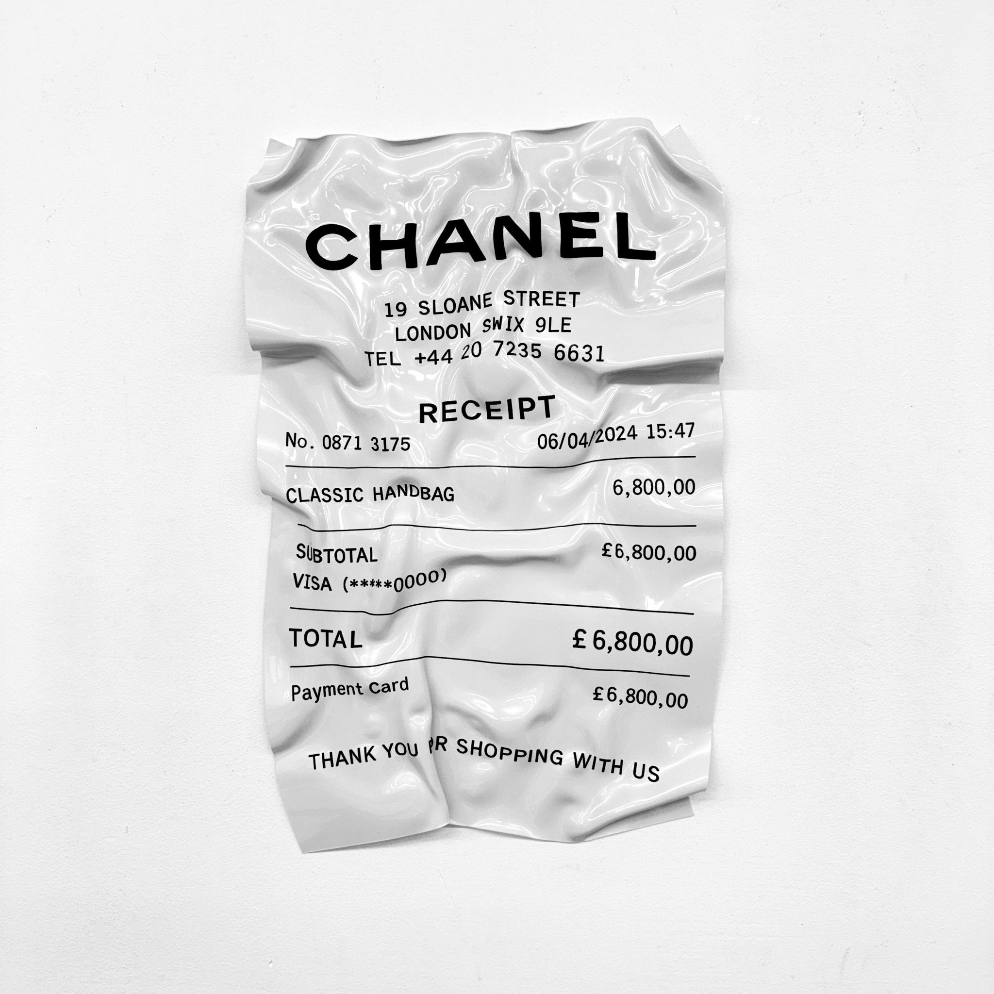 Tableau froissé - Ticket "Chanel" - Luxartis