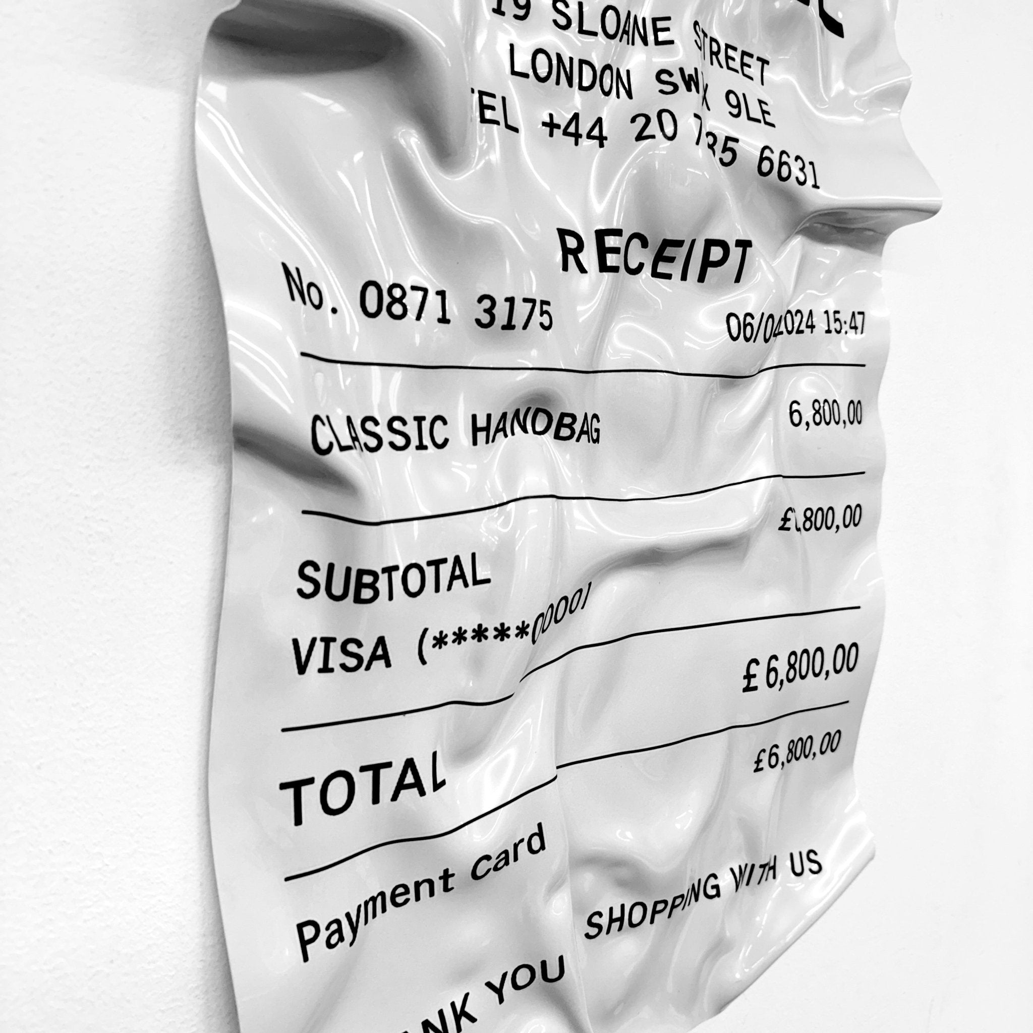 Tableau froissé - Ticket "Chanel" - Luxartis