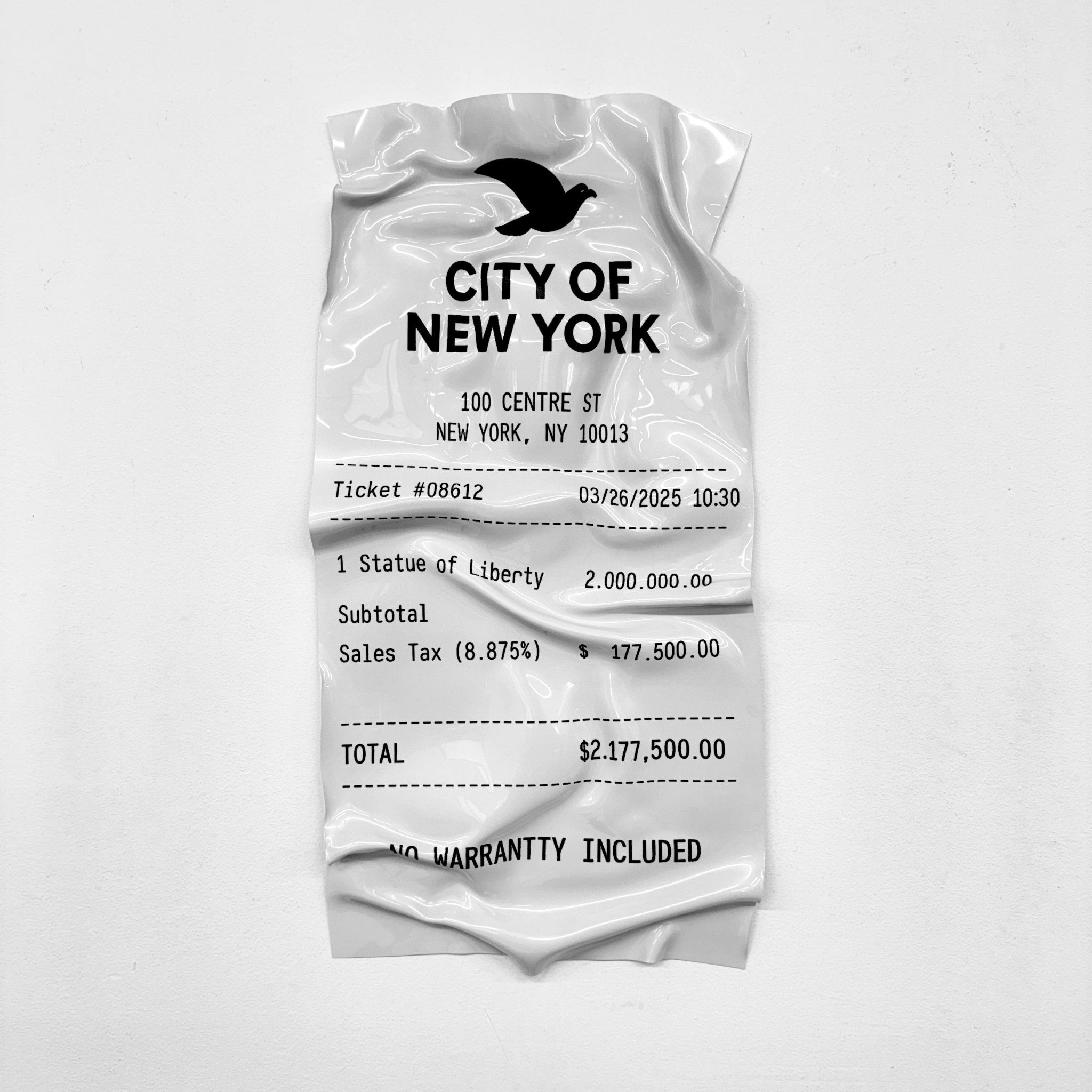 Tableau froissé - Ticket "City Of New York" - Luxartis