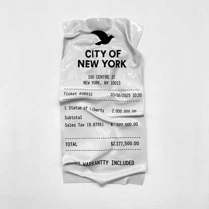Tableau froissé - Ticket "City Of New York" - Luxartis