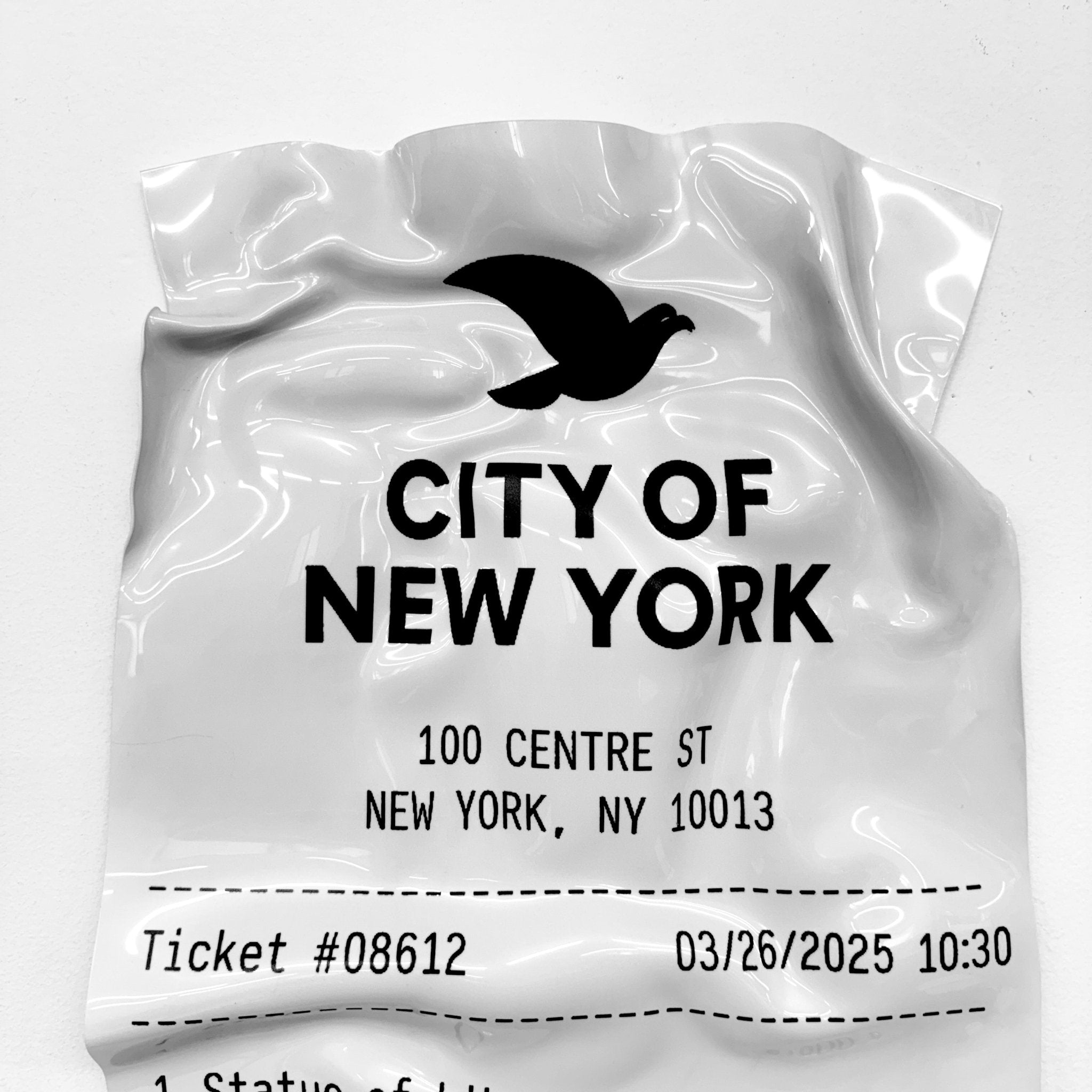 Tableau froissé - Ticket "City Of New York" - Luxartis