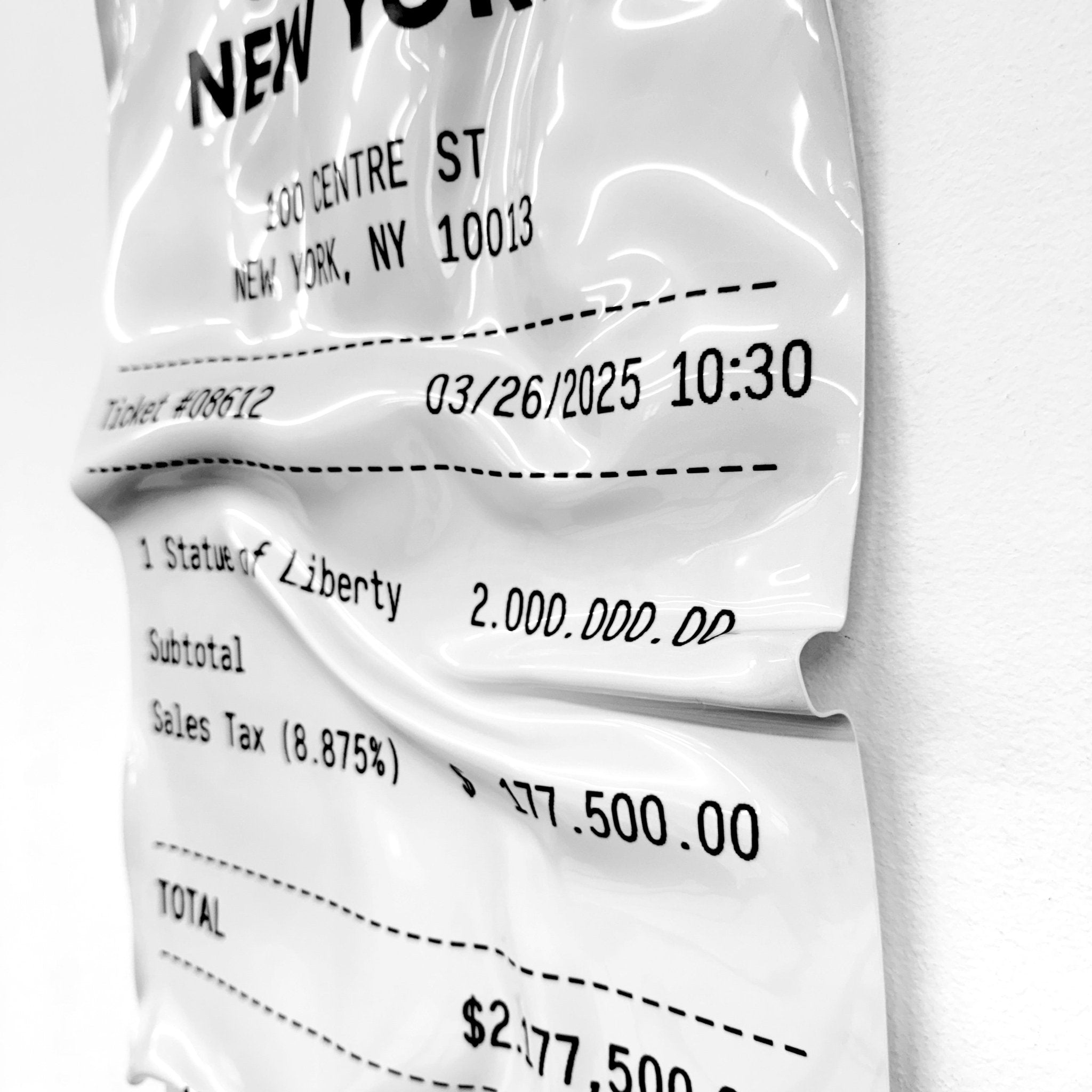 Tableau froissé - Ticket "City Of New York" - Luxartis