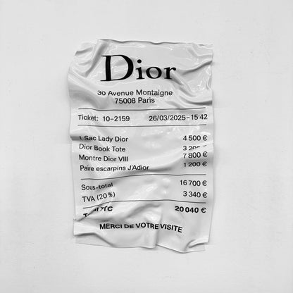 Tableau froissé - Ticket "Dior" - Luxartis