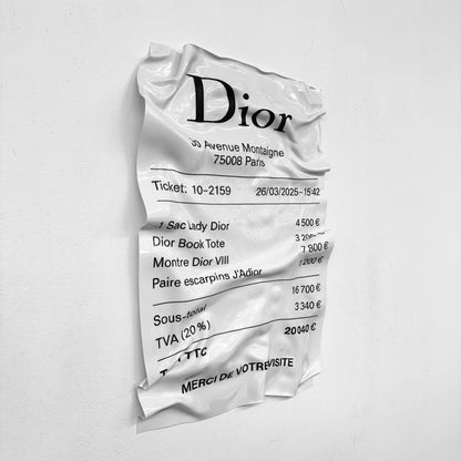 Tableau froissé - Ticket "Dior" - Luxartis