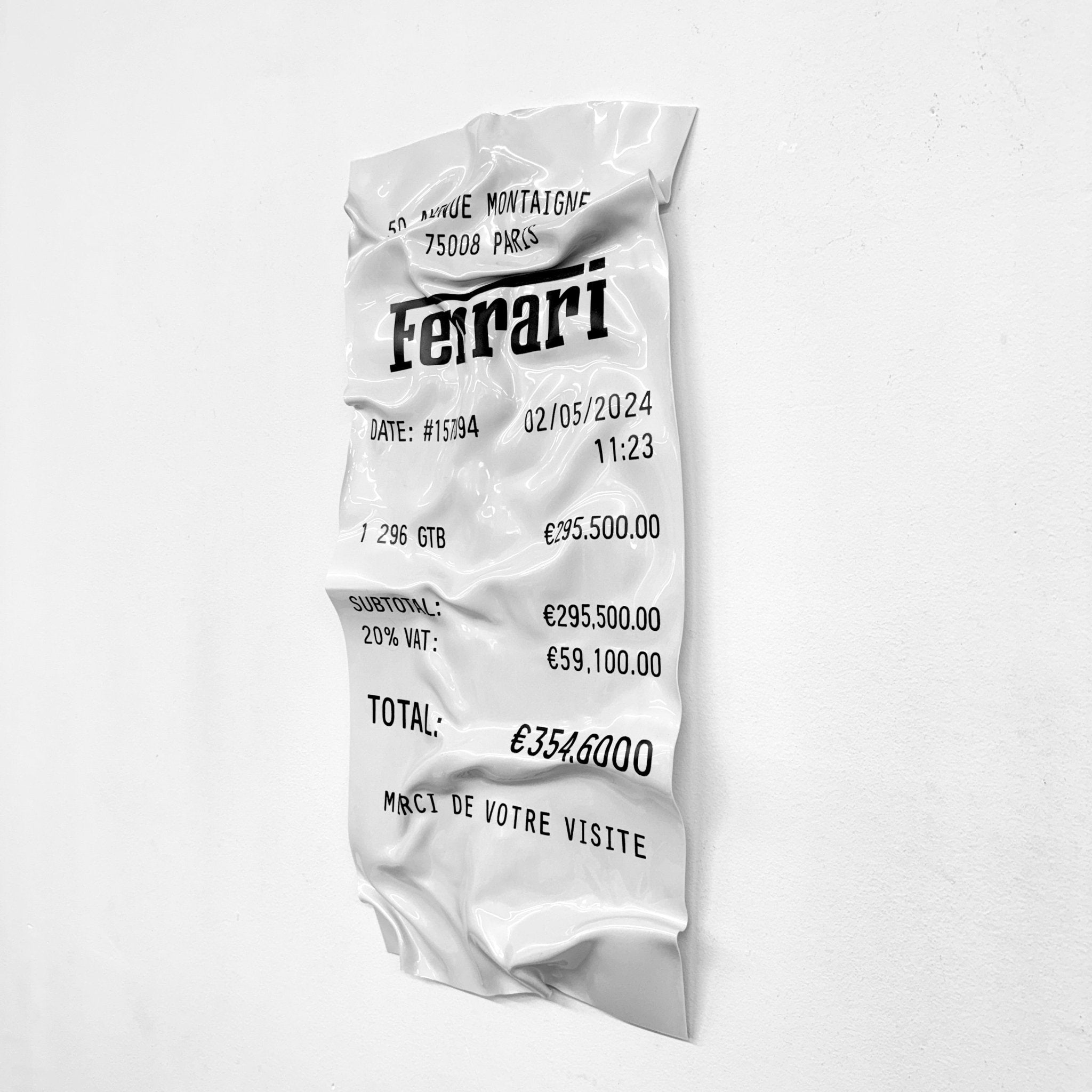 Tableau froissé - Ticket "Ferrari" - Luxartis