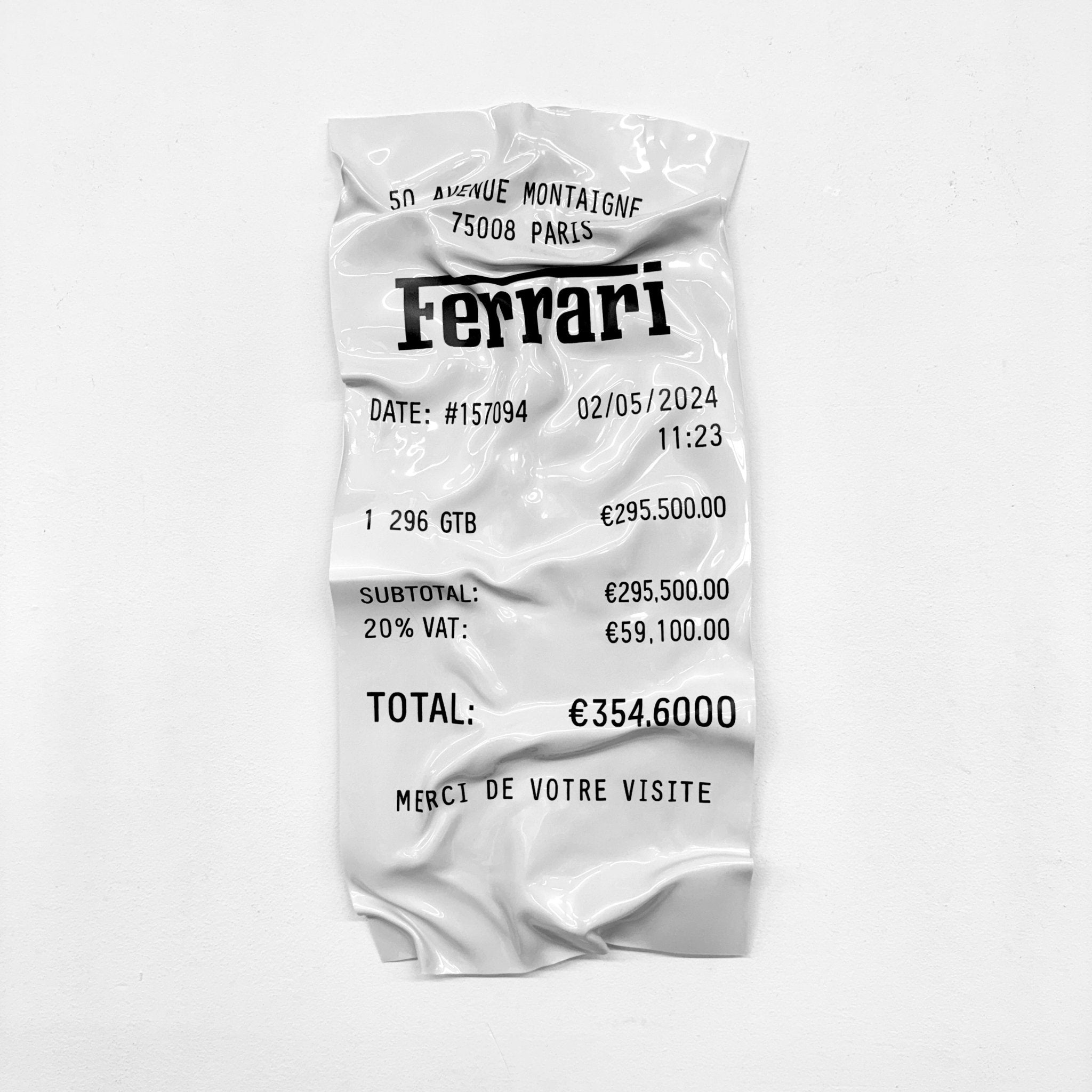 Tableau froissé - Ticket "Ferrari" - Luxartis
