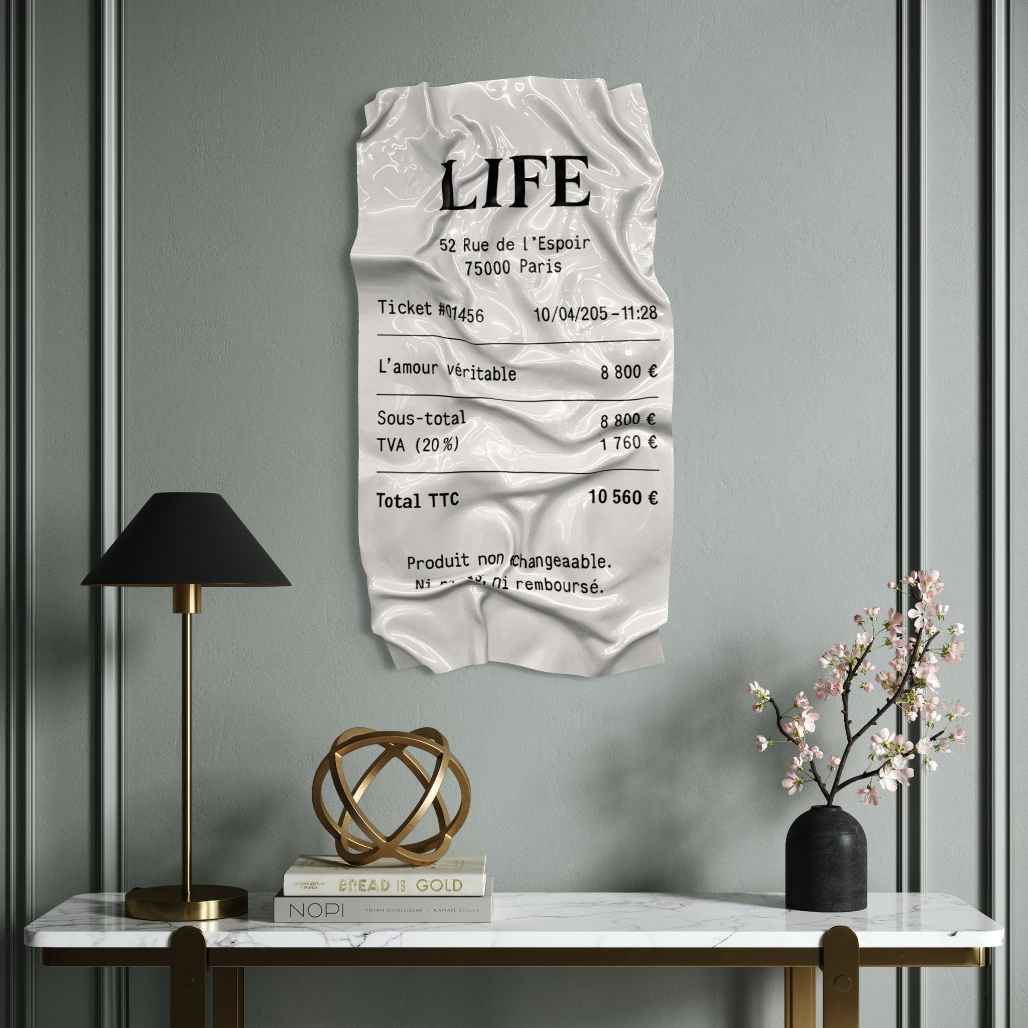 Tableau froissé - Ticket "Life" - Luxartis