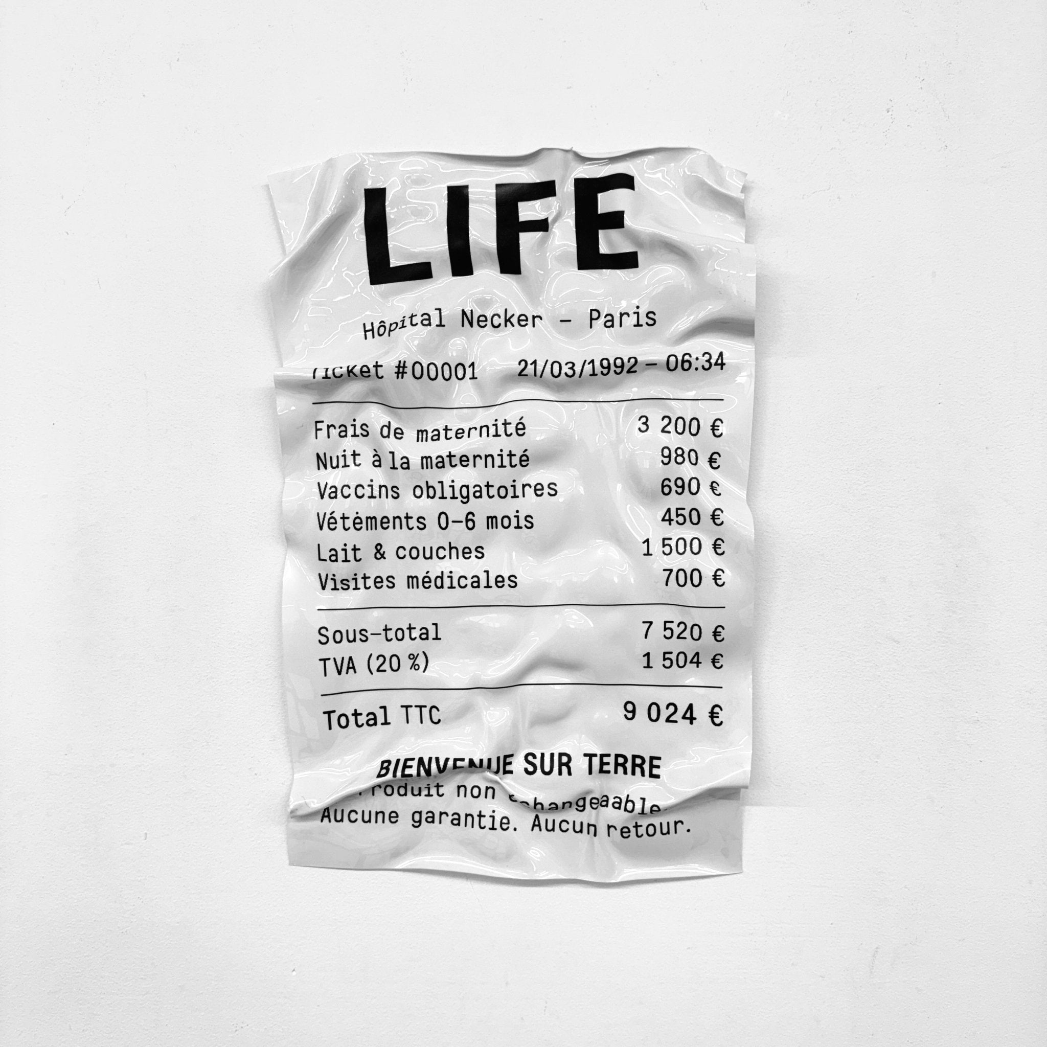 Tableau froissé - Ticket "Life" - Luxartis
