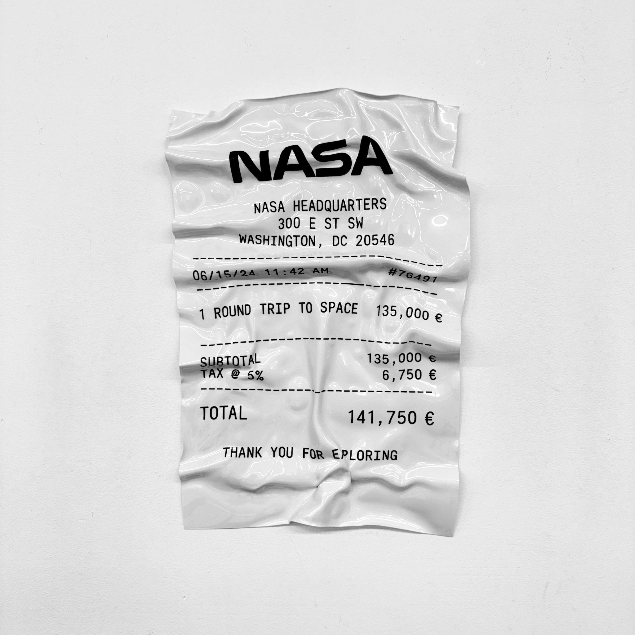 Tableau froissé - Ticket "NASA" - Luxartis