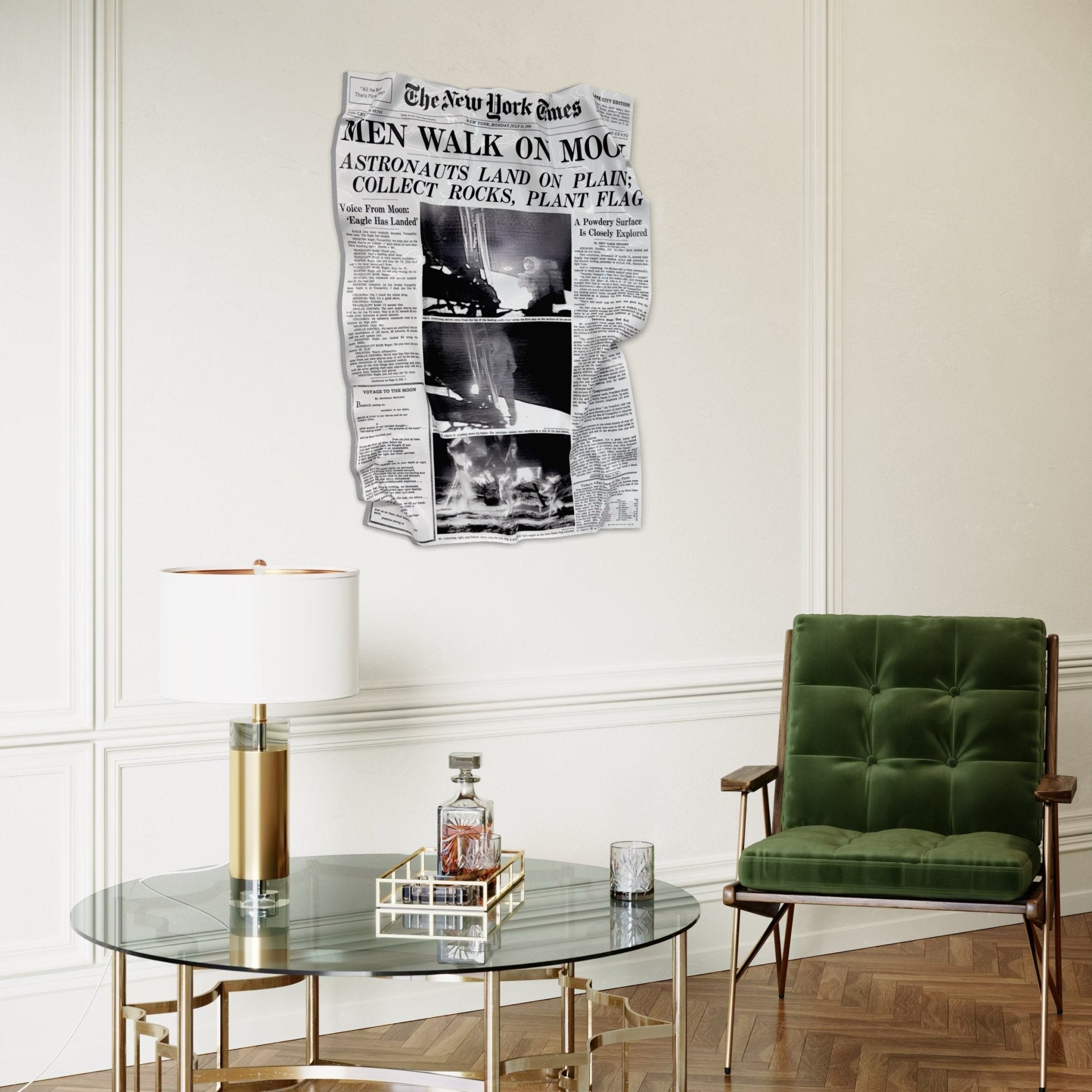 Tableau froissé - Une Petite Foulée sur la Lune "NY Times 1969" - Luxartis